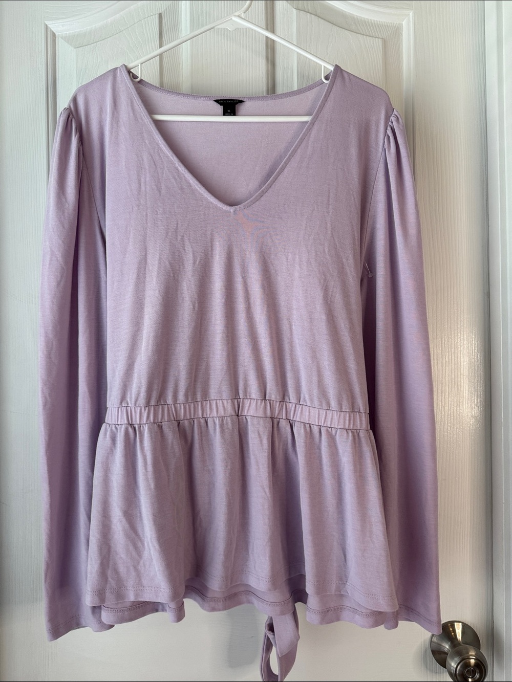 Ann Taylor Lavender V-Neck Peplum Tunic